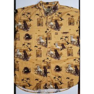 Field Tested by Outdoor Life Long Sleeve Button Down Ducks Dogs Shirt Men's 2XL